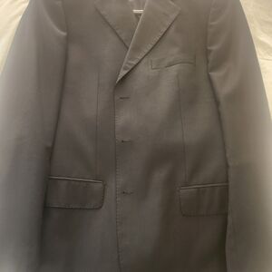 Men's Blue Single-Breasted Notch-Lapel Suit Jacket